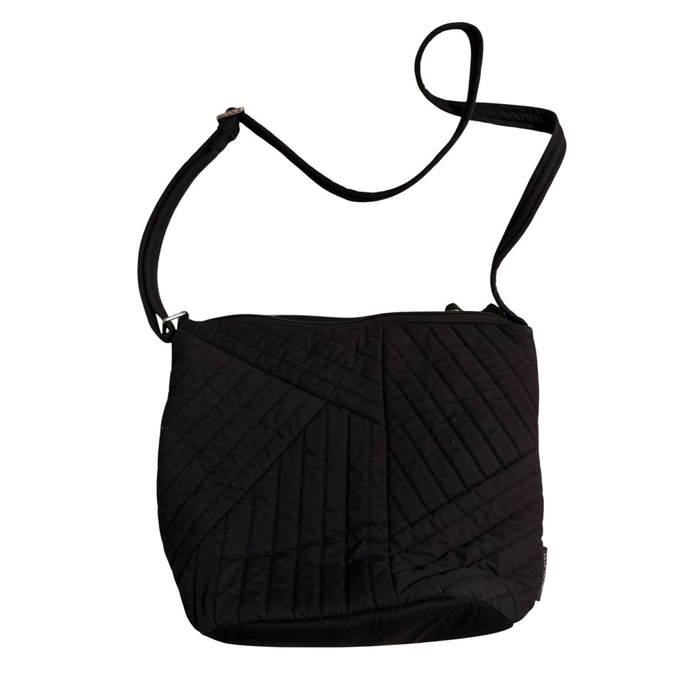 Vera Bradley Crossbody Bag Quilted Microfiber Black Geometric Minimalist